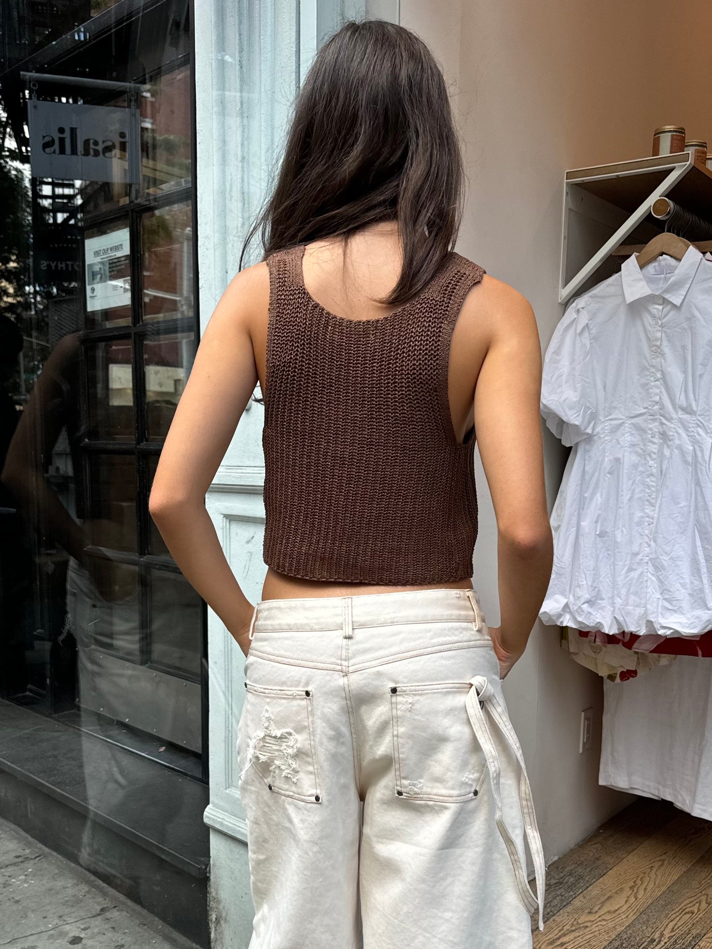 Knit Crop Vest in Chocolate