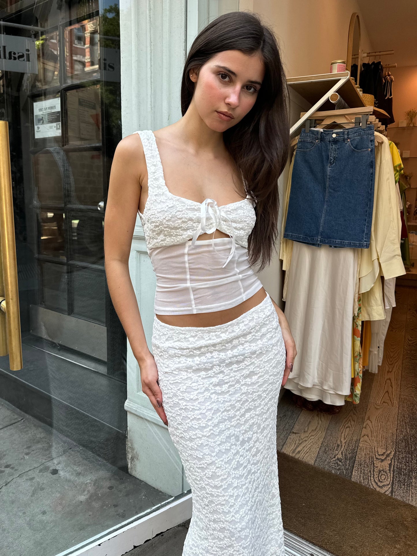 Dusk Lace Tank & Skirt Set in White