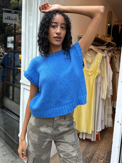 Pierre Cotton Sweater Top in Blue