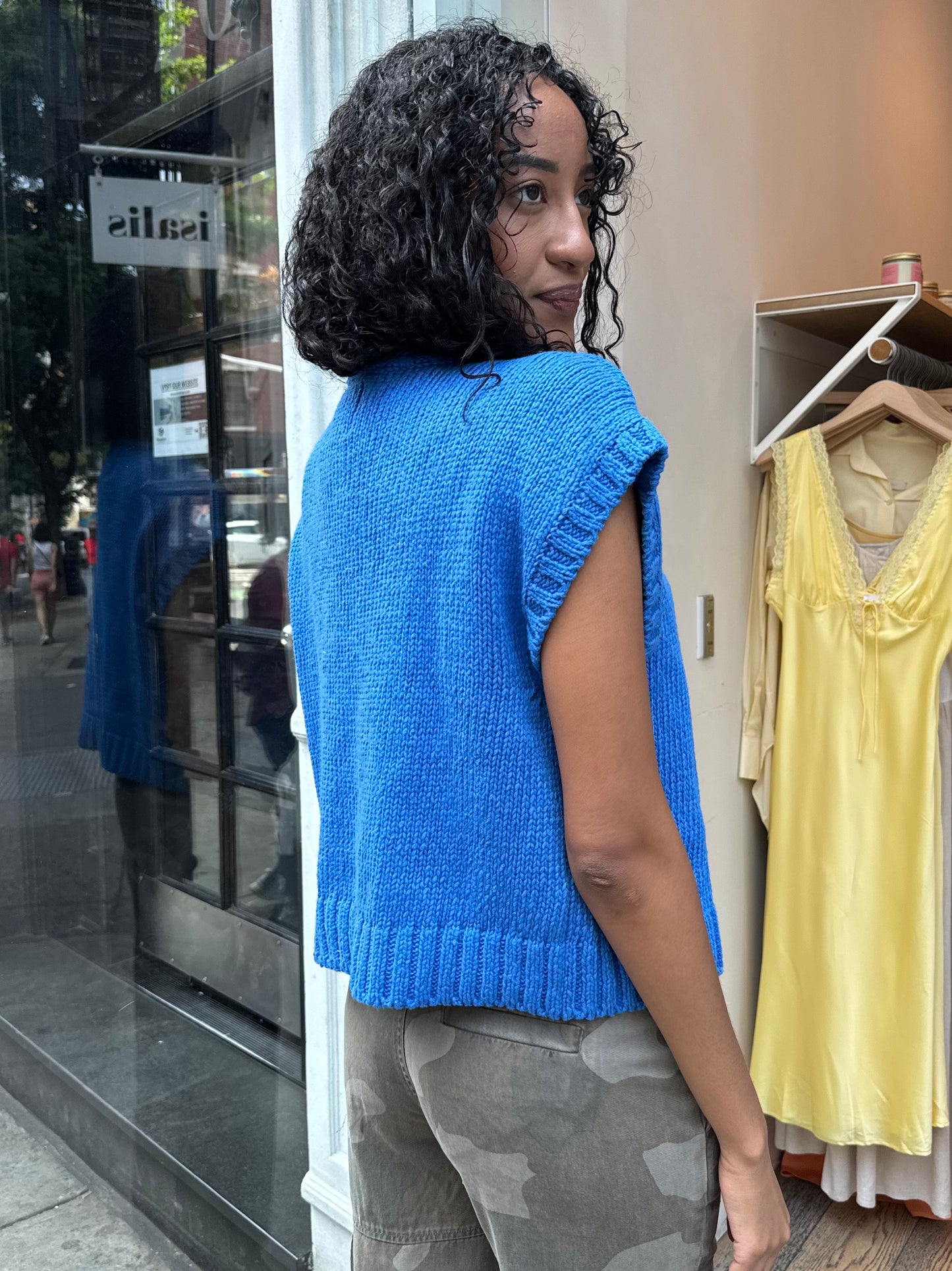 Pierre Cotton Sweater Top in Blue