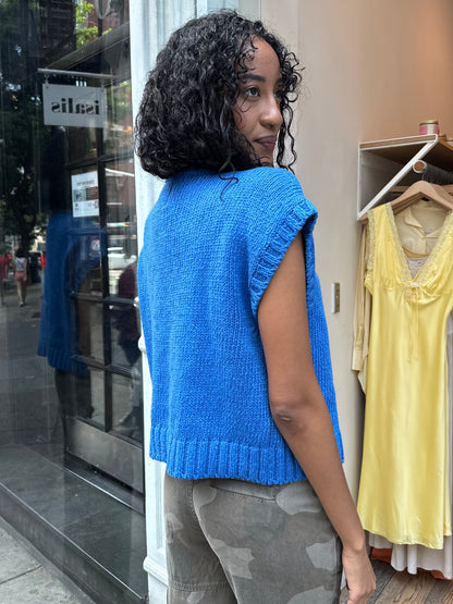 Pierre Cotton Sweater Top in Blue