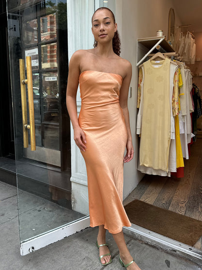 Celeste Strapless Maxi Dress in Peach