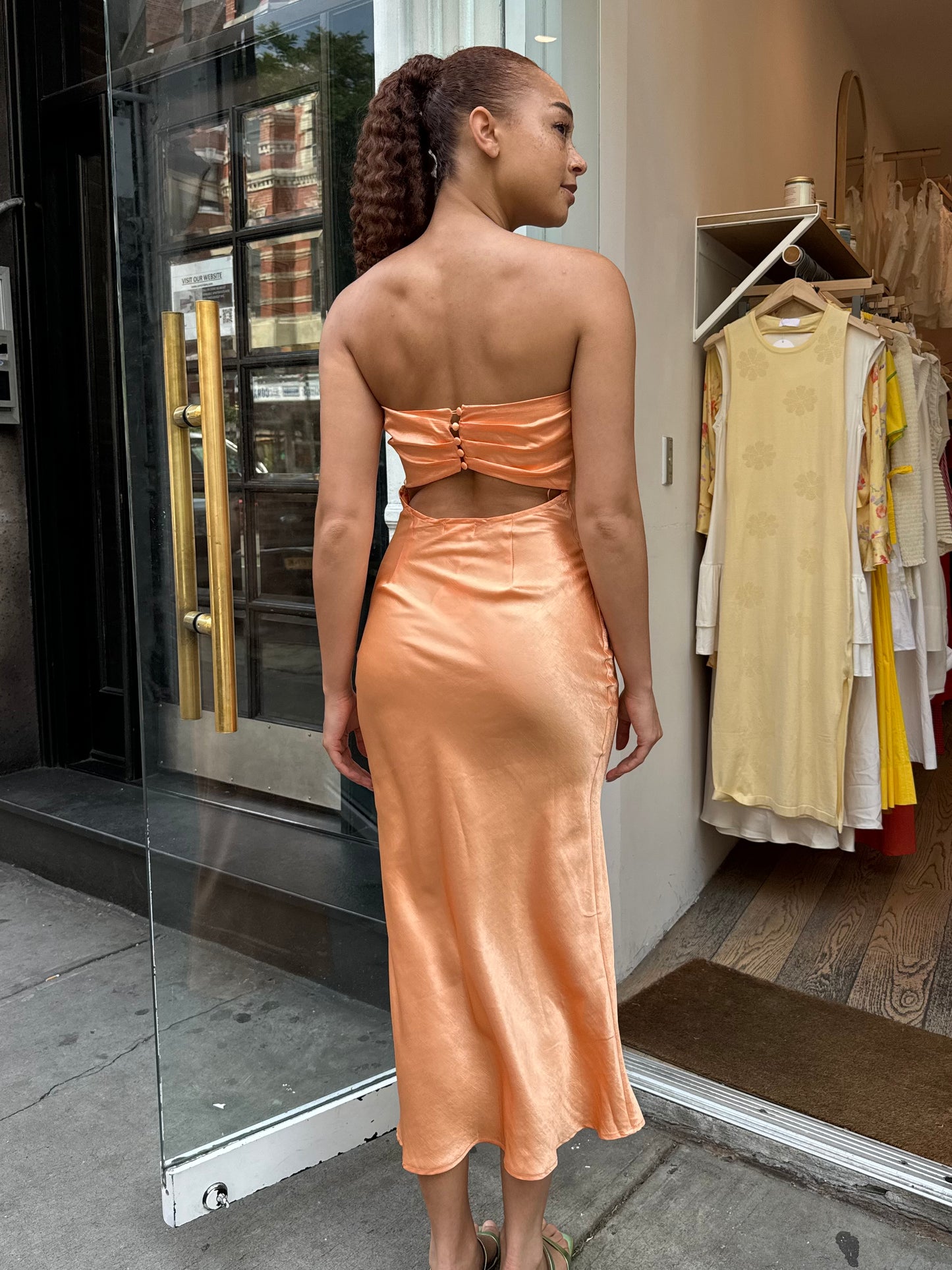 Celeste Strapless Maxi Dress in Peach