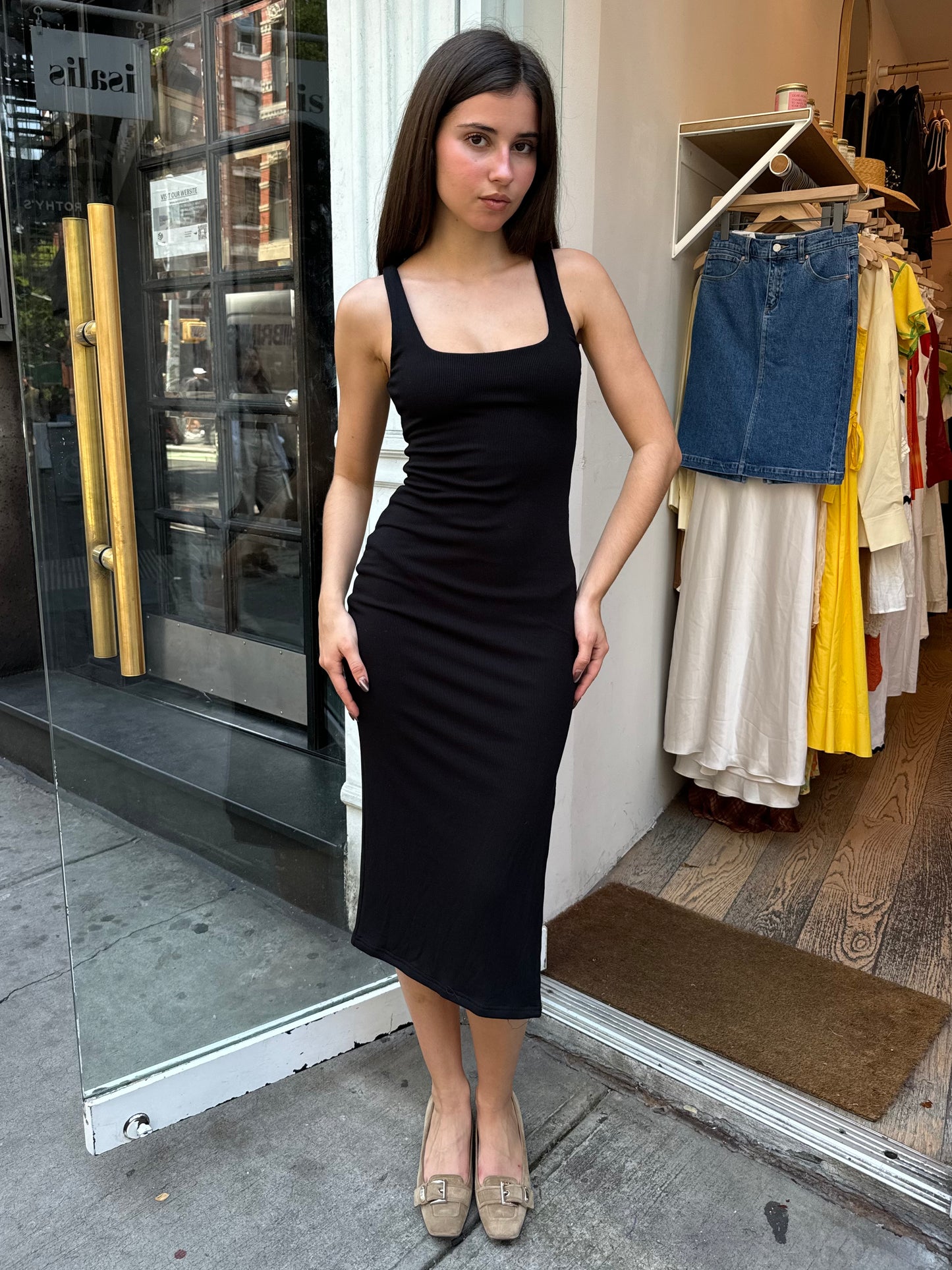 Becca Knit Tank Dress in Black