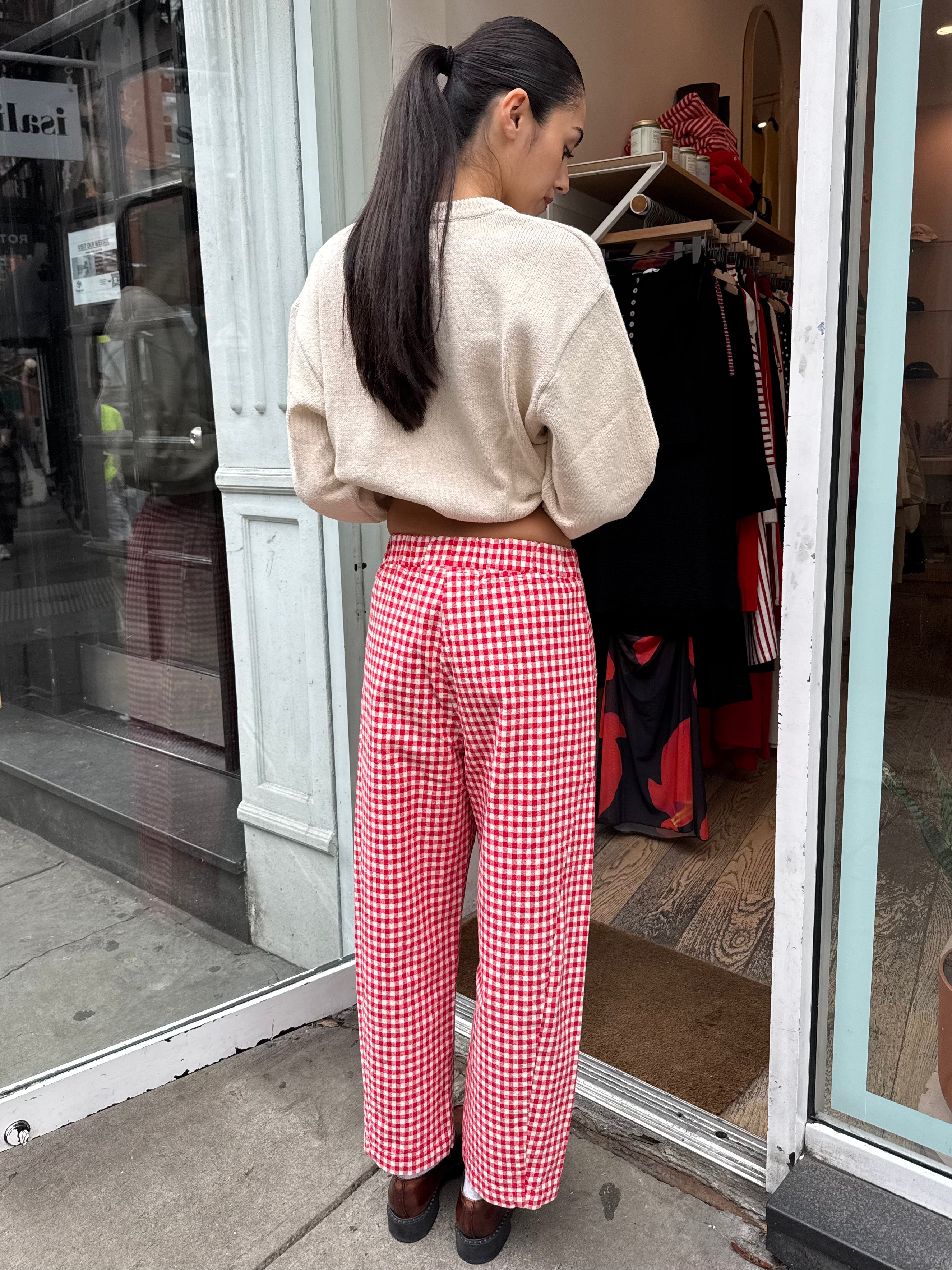 Arc Pants in Gingham Red