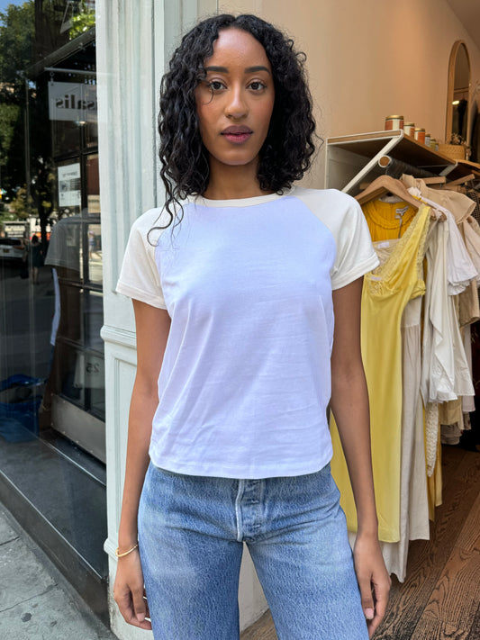 Raglan Baseball Tee in White