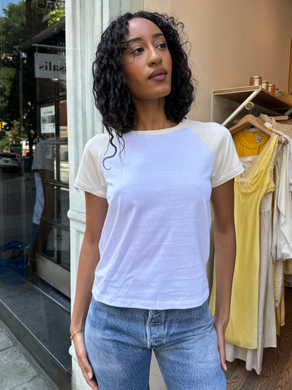 Raglan Baseball Tee in White