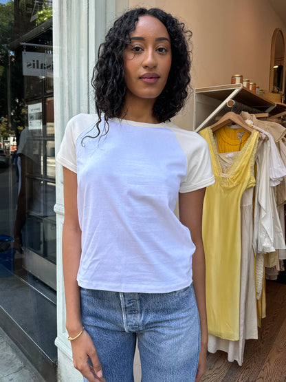 Raglan Baseball Tee in White