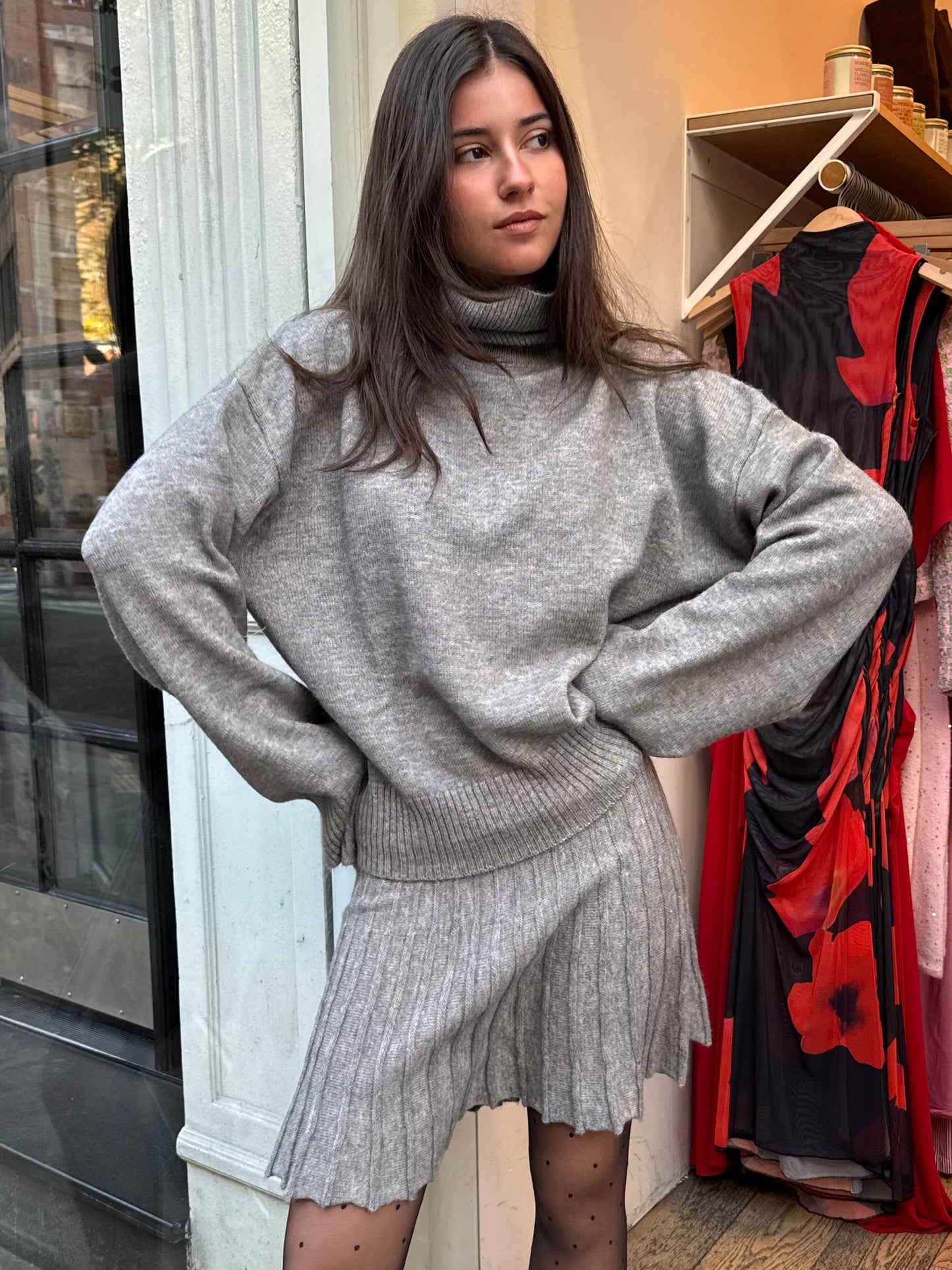 Cynthia Turtleneck Sweater in Grey