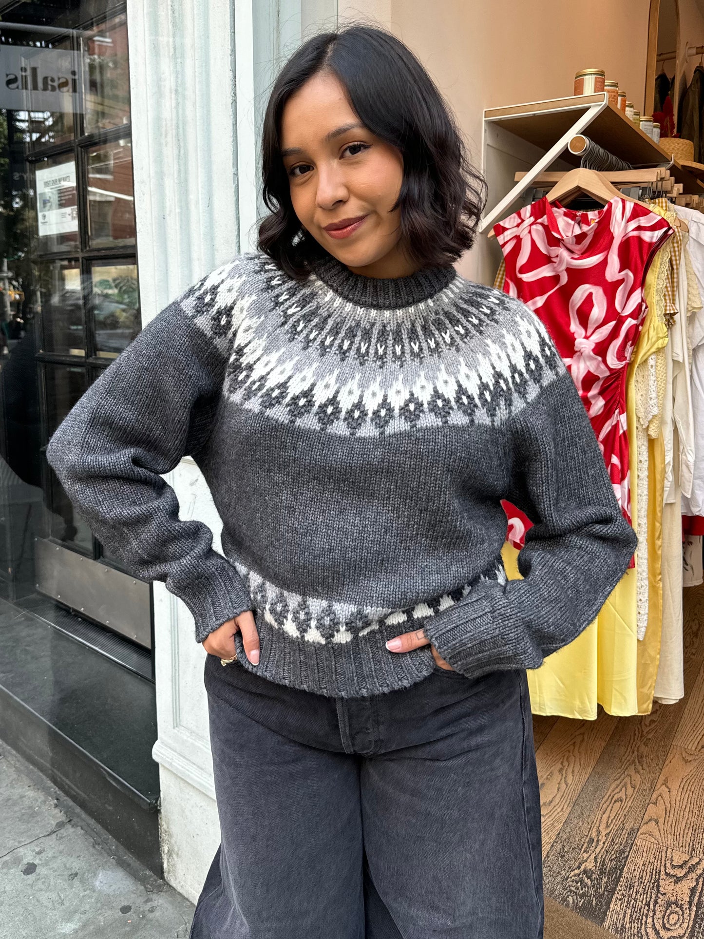 Dangela Sweater in Slate Grey Ivory