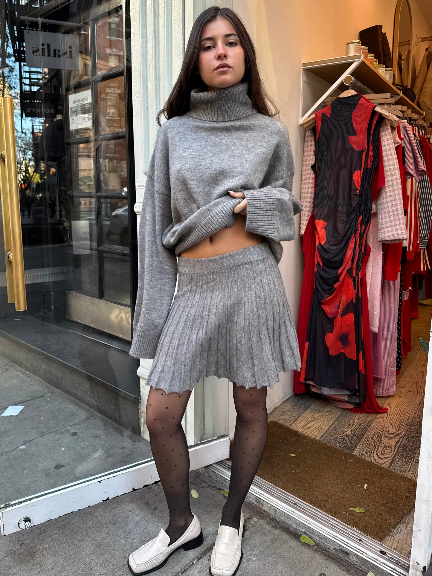 Fiona Knit Skirt in Grey