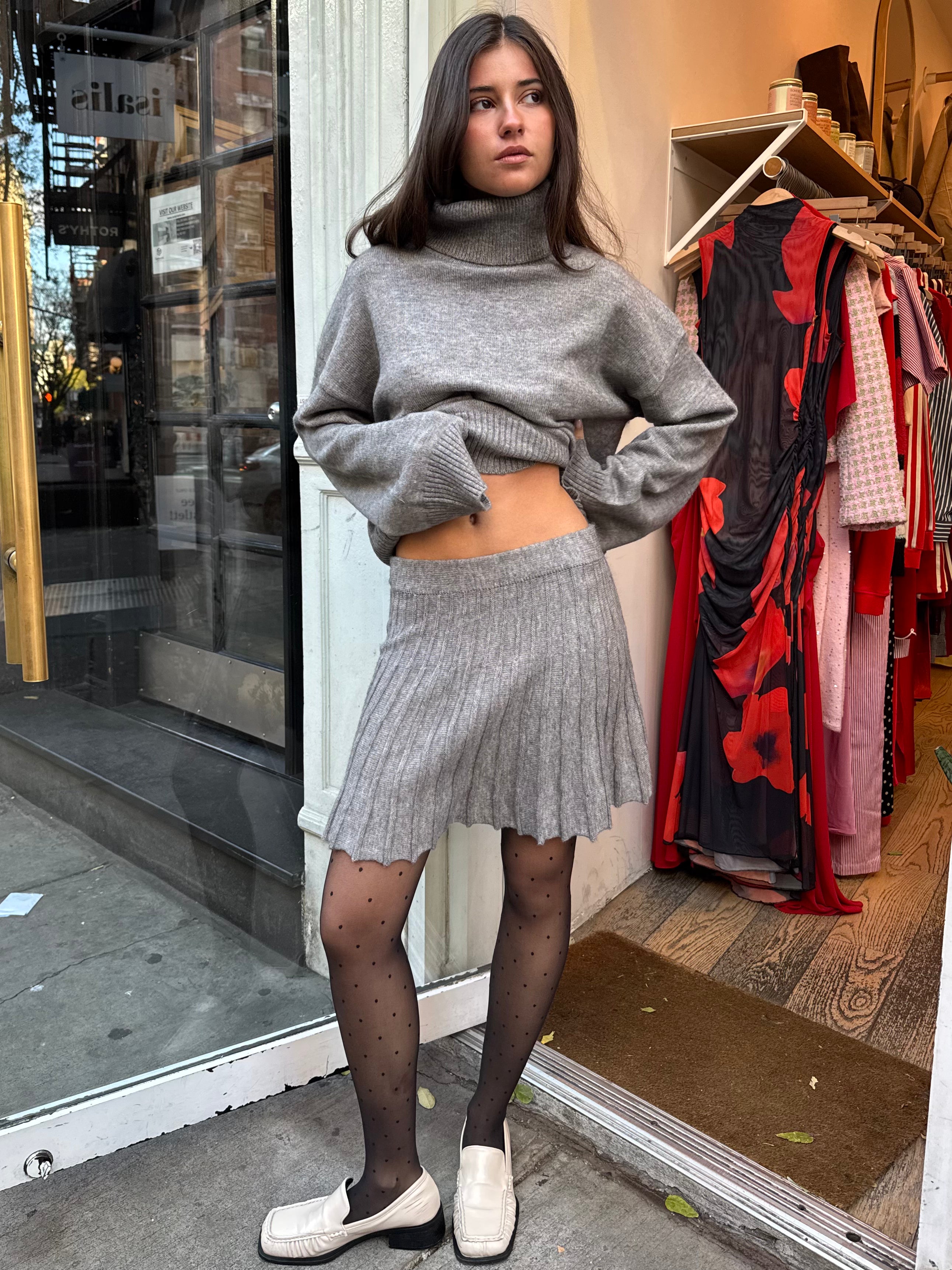 Fiona Knit Skirt in Grey