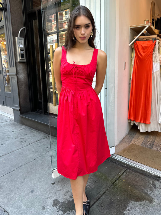 Serena Midi Dress in Red