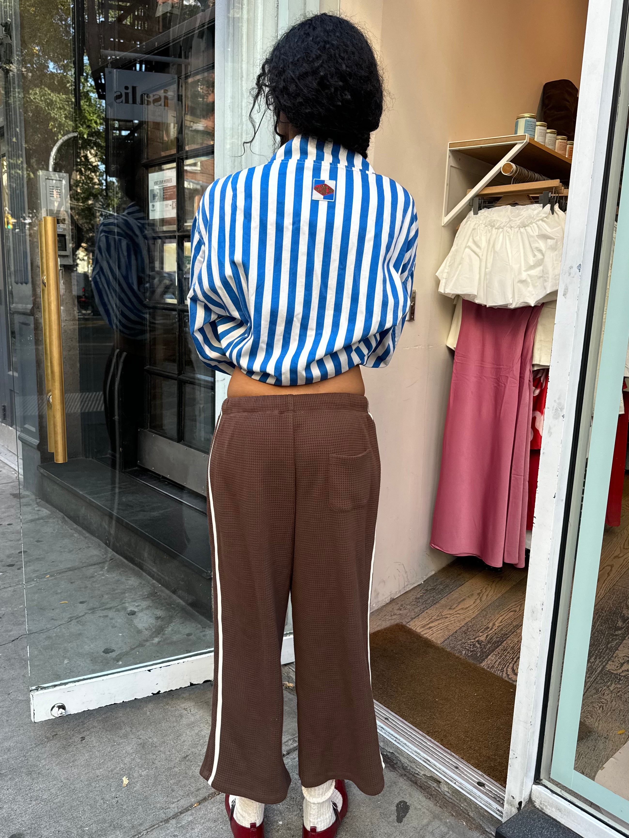 Shea Cropped Waffle Pants in Chocolate