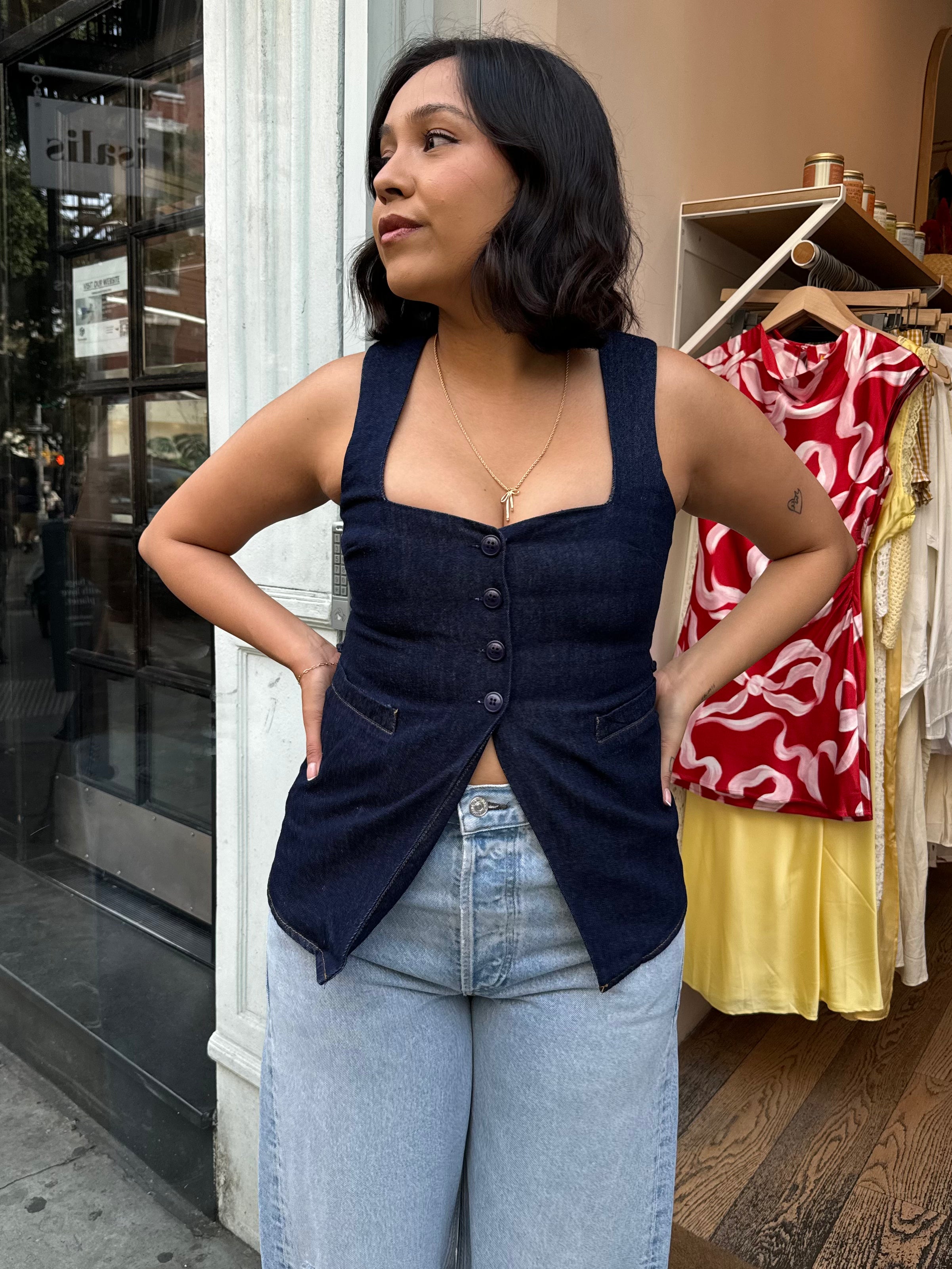 Maggie Vest in Blue Denim