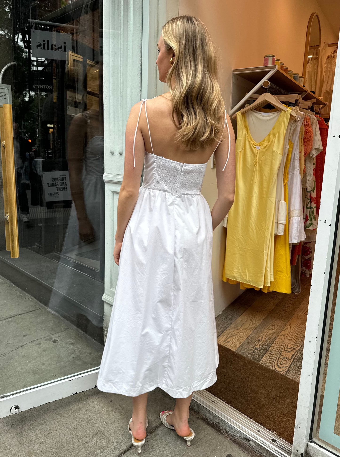 Dorothy Tie Strap Corset Maxi Dress in White
