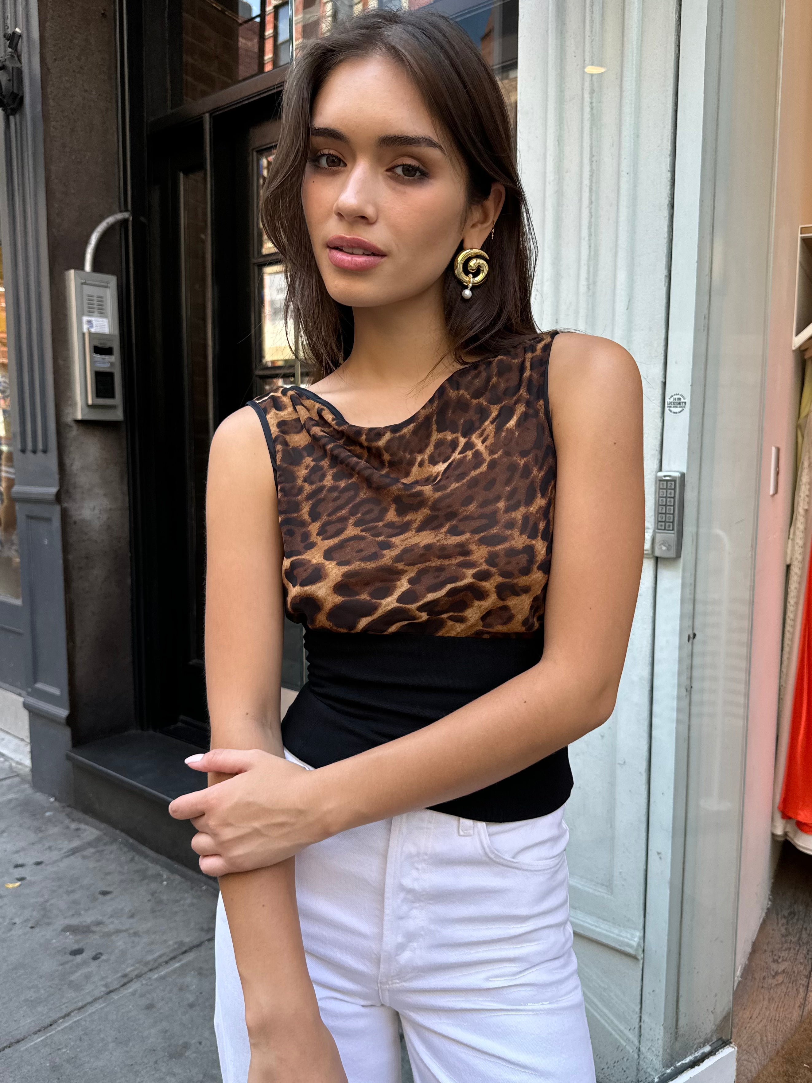 Kordell Neck Top in Leopard