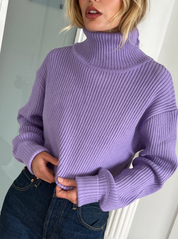 Jemma Cropped Turtleneck in Lavender w/Thumbholes