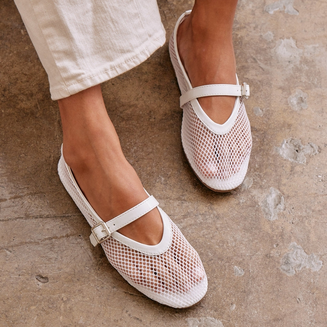 Nolita Net Ballet Flat in White